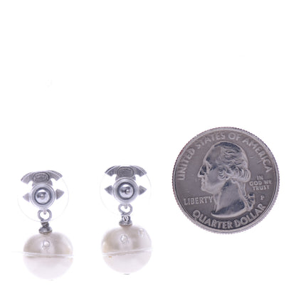 Chanel Crystal Pearl CC Drop Earrings Gold 2 of 5