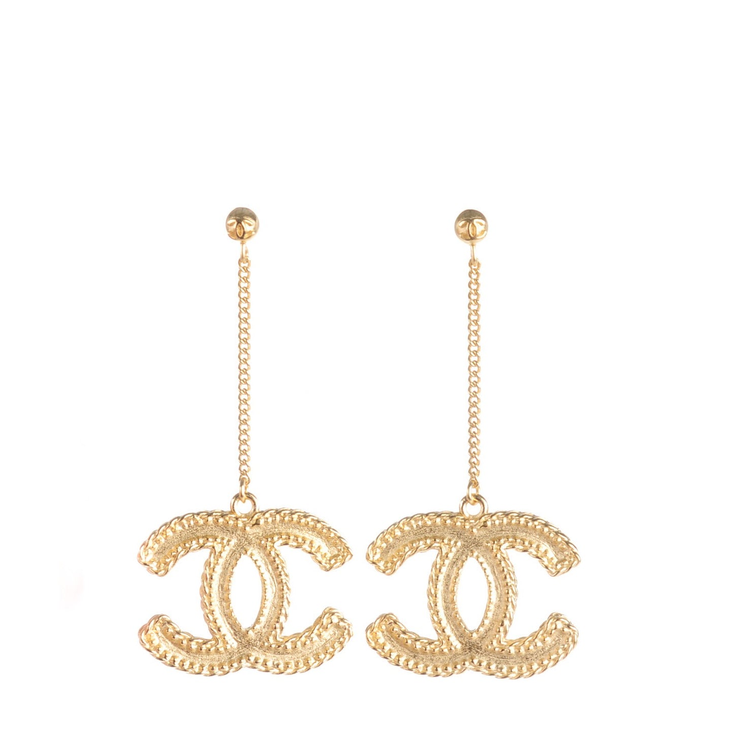CC Drop Earrings Matte Gold