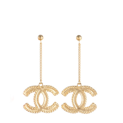 Chanel CC Drop Earrings Matte Gold 1 of 5