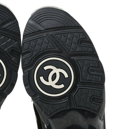 Chanel Fabric Calfskin Suede CC Womens Sneakers 41 Black Turquoise Gold 8 of 12