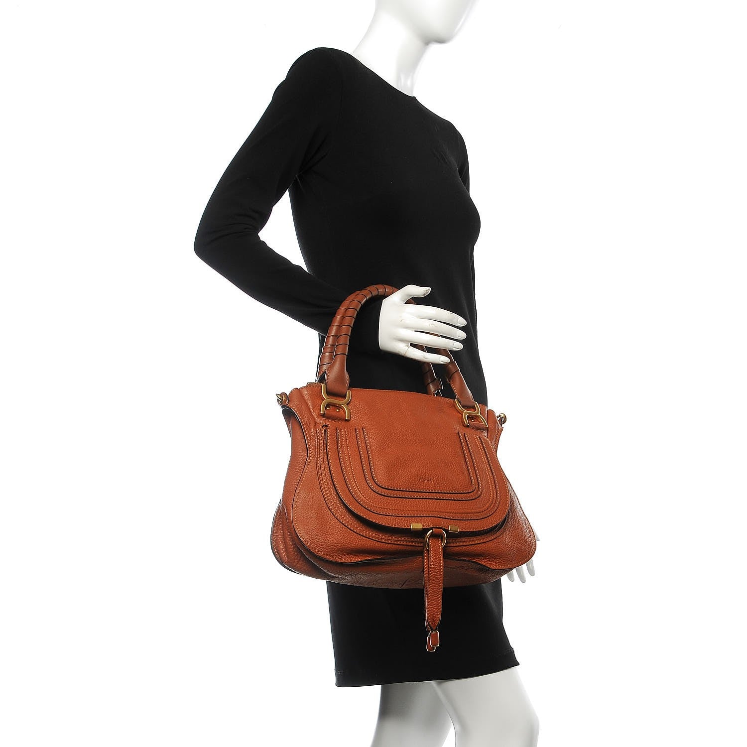 Chloe Calfskin Medium Marcie Satchel Tan 3 of 8