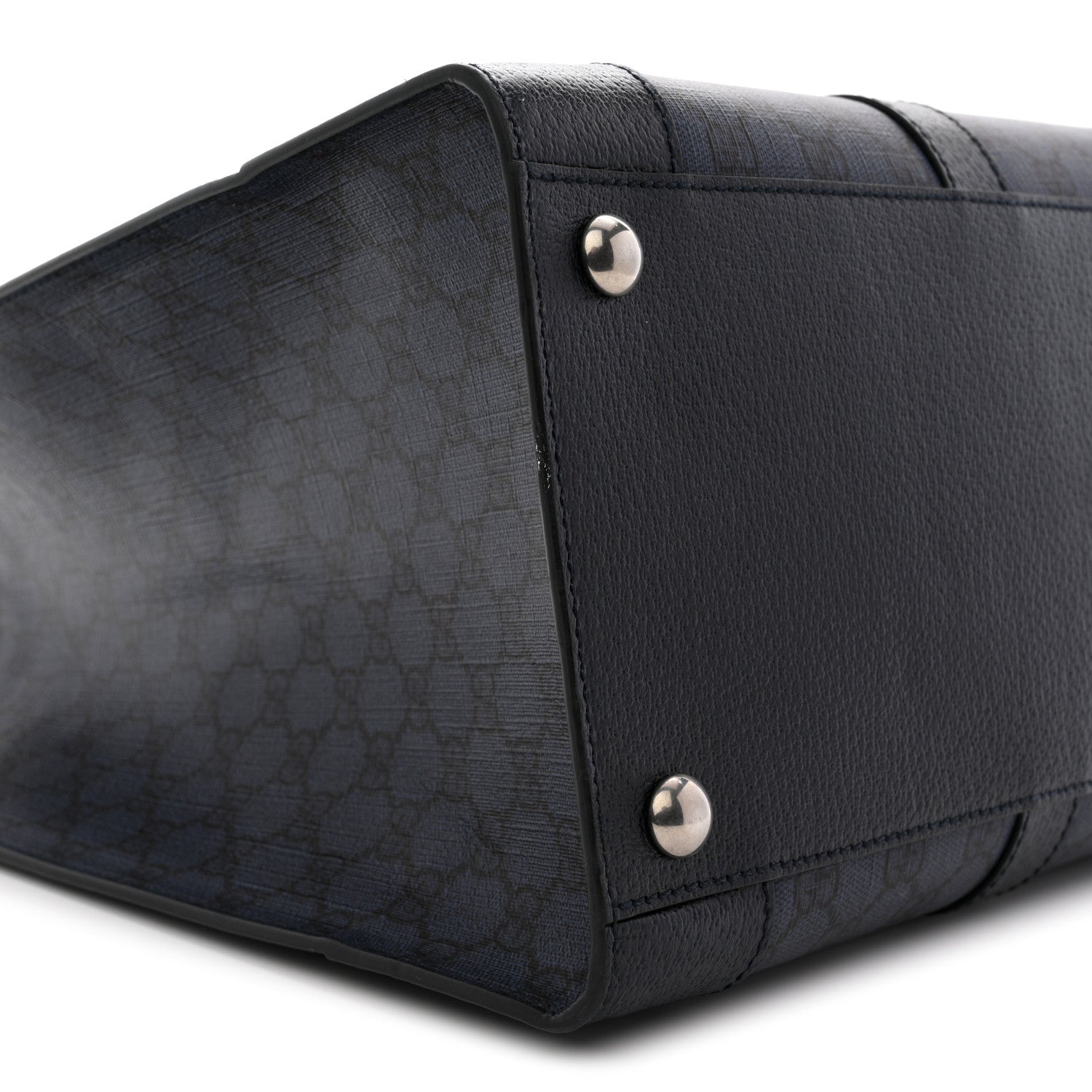 Gucci GG Supreme Monogram Textured Dollar Calfskin Large Ophidia Tote Bag Black Blue 9 of 12