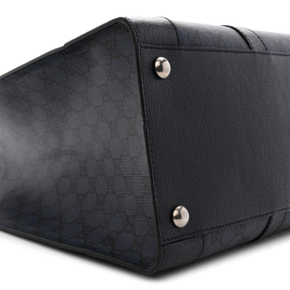 Gucci GG Supreme Monogram Textured Dollar Calfskin Large Ophidia Tote Bag Black Blue 9 of 12