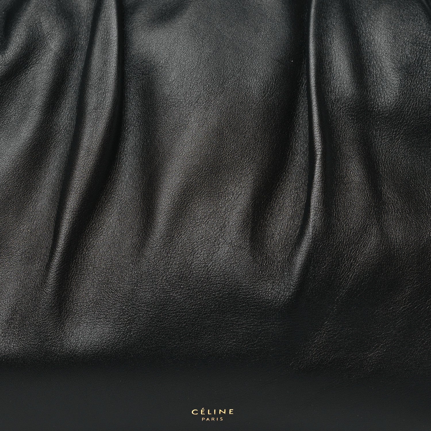 Celine Calfskin Pleated French Lock Clutch Black 9 of 11