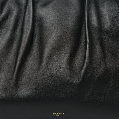 Celine Calfskin Pleated French Lock Clutch Black 9 of 11