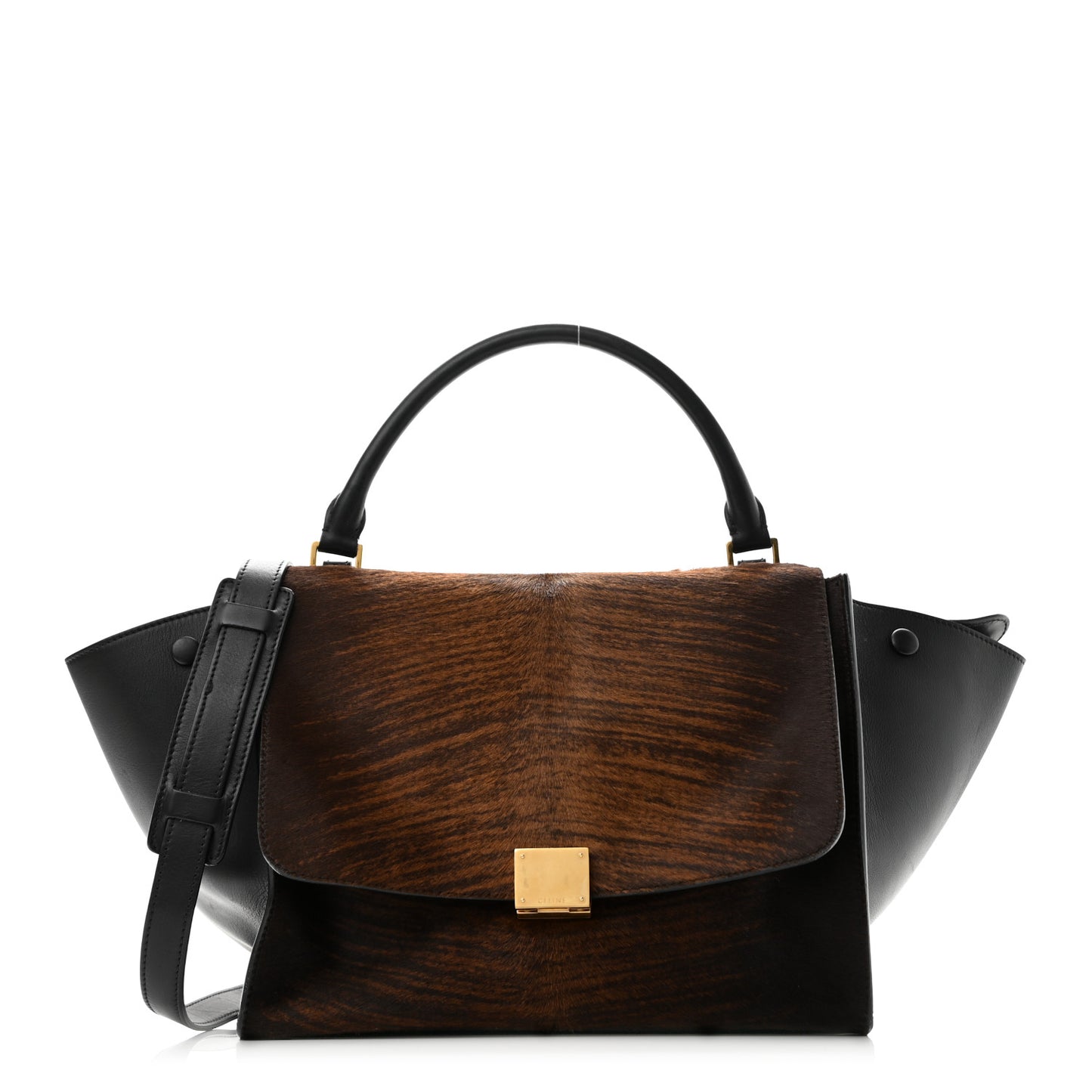 Shaded Pony Hair Calfskin Medium Trapeze Brown