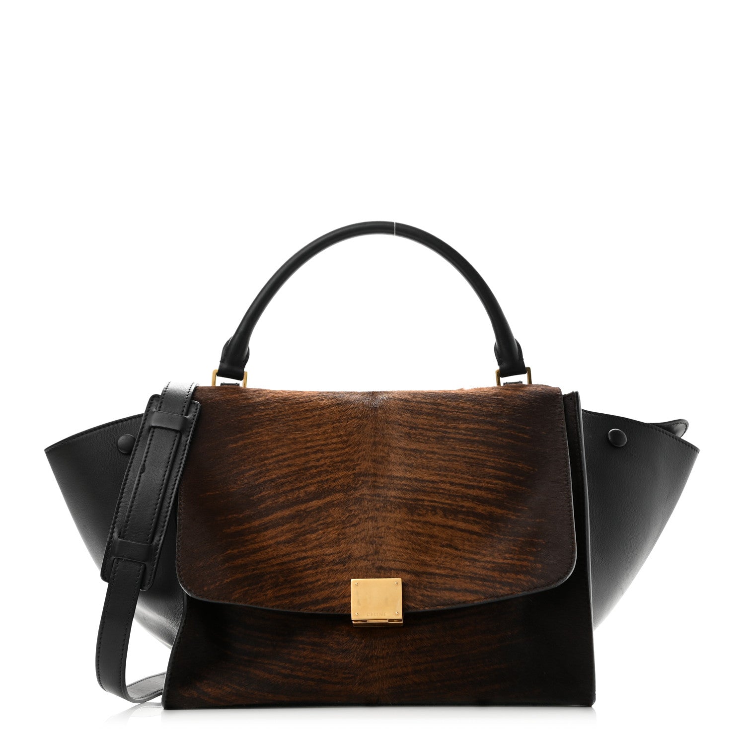 Celine Shaded Pony Hair Calfskin Medium Trapeze Brown 1 of 16
