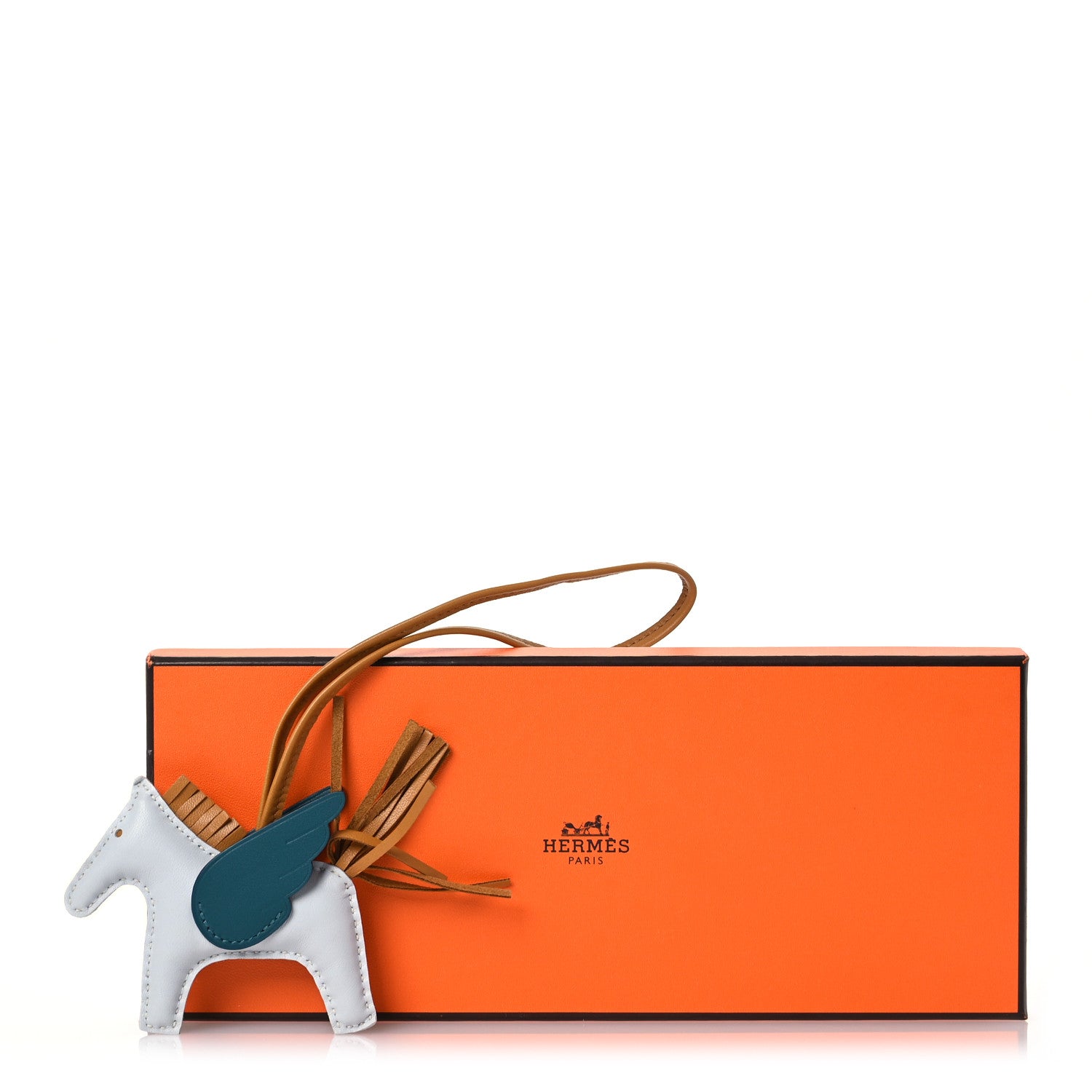 Hermes Milo Lambskin Grigri Rodeo Pegase Horse Bag Charm Bleu Brume Sesame Vert Bosphore 5 of 5
