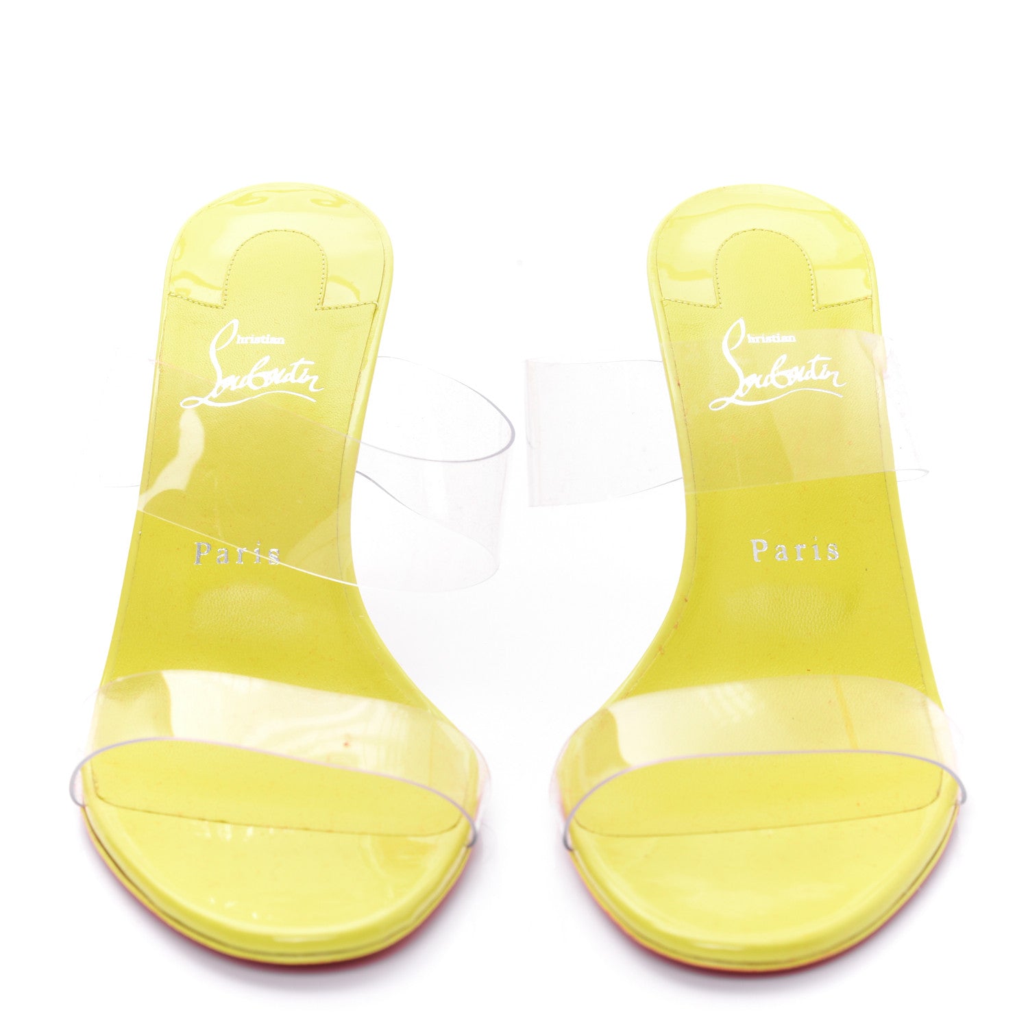 Christian Louboutin Patent PVC Just Nothing 85 Slide Sandals 40 Citrus 2 of 8