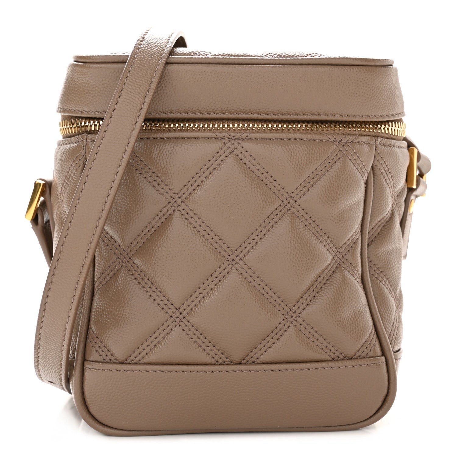 Saint Laurent Grain de Poudre Quilted 80's Vanity Bag Dark Beige 1 of 10