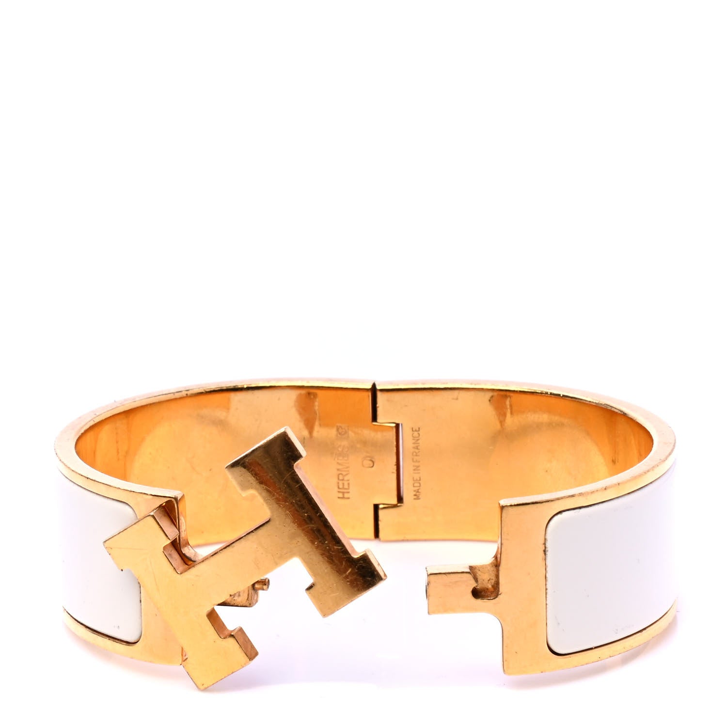 Hermes Enamel Wide Clic Clac H Bracelet GM White 3 of 5