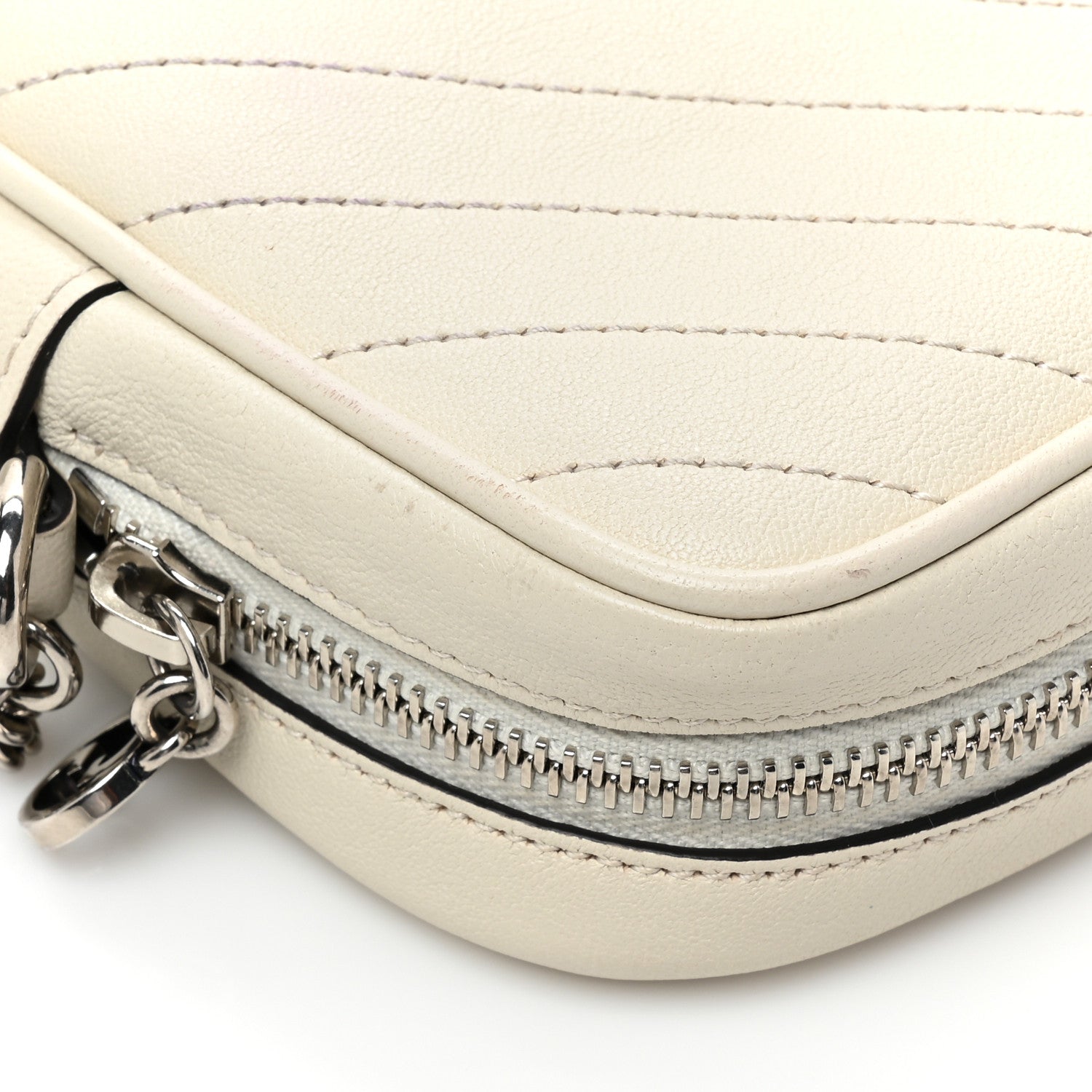 Gucci Sakai Be Green Calfskin Diagonal Stitched Mini Blondie Vertical Shoulder Bag Mystic White 13 of 13