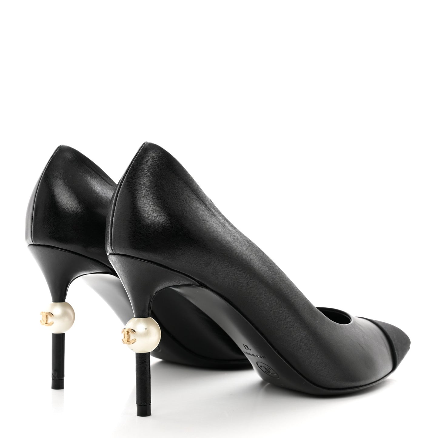 Grosgrain Cap Toe CC Pearl Pumps 37 Black