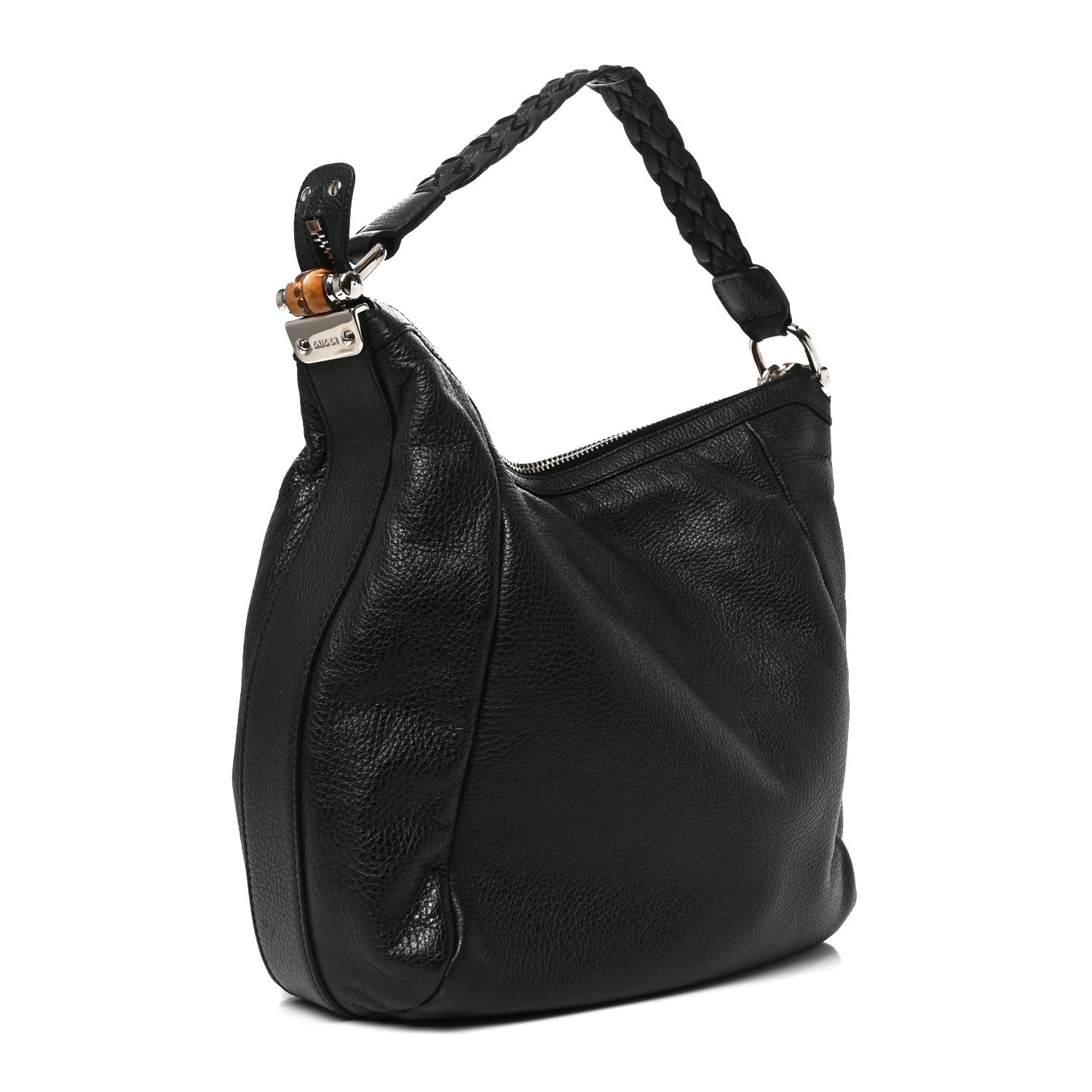 Gucci Grained Calfskin Bamboo Bar Hobo Black 2 of 10