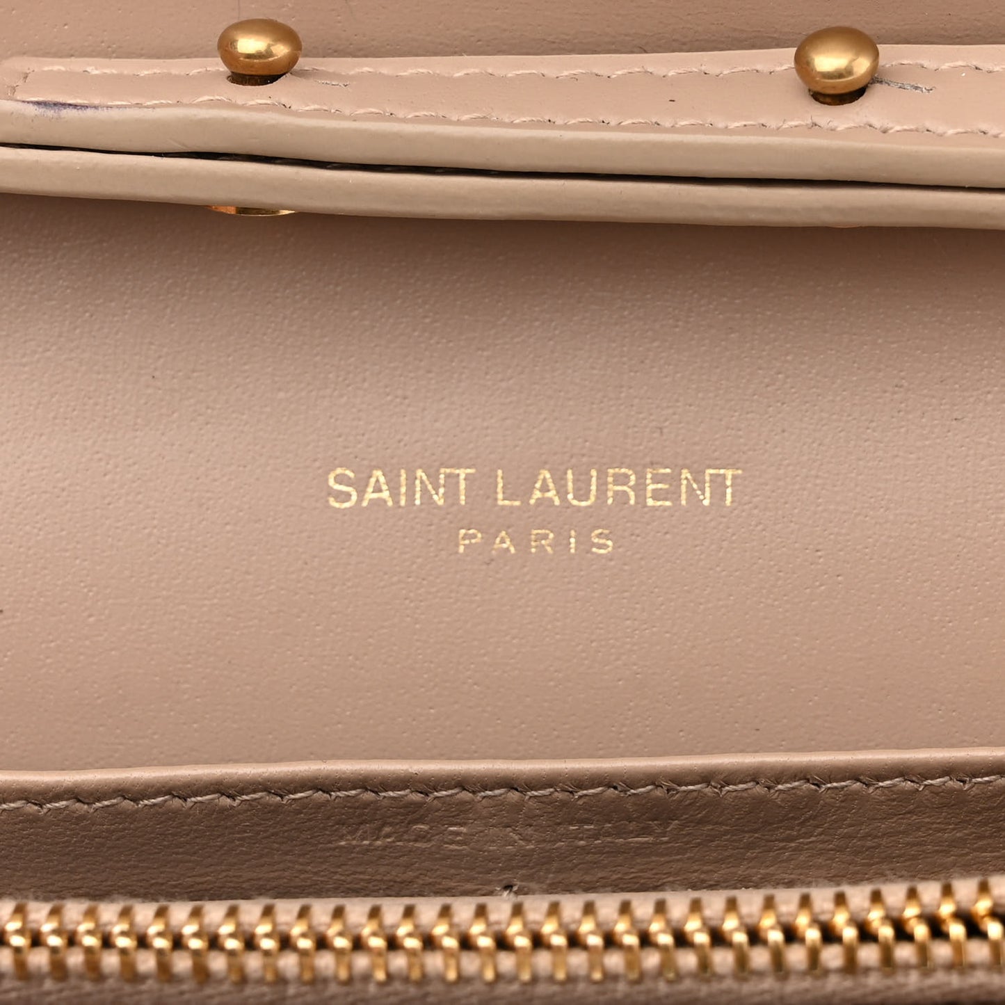 Glossy Calfskin Monogram Chain Wallet Dark Beige