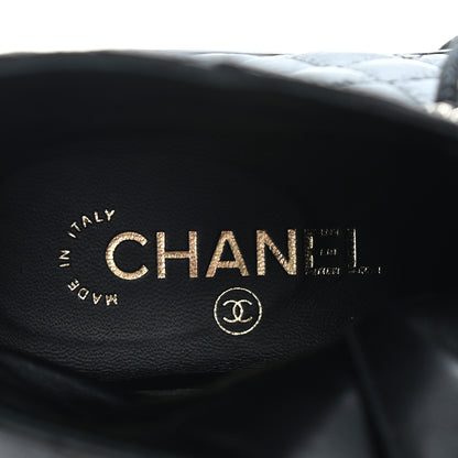 Chanel Shiny Goatskin Calfskin Quilted Lace Up Combat Boots 37 Black 7 of 12