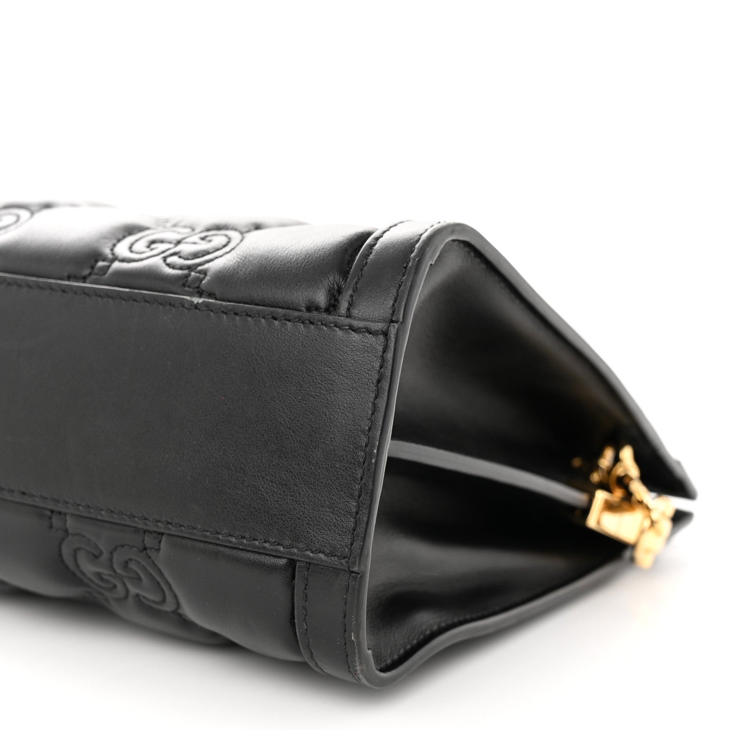 Gucci Calfskin GG Matelasse Medium Slim Chain Shoulder Bag Black Natural 10 of 14