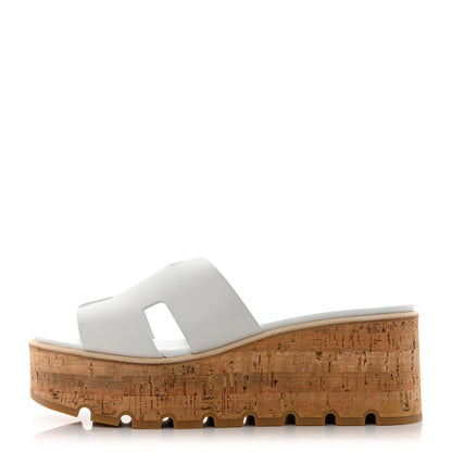Hermes Calfskin Cork Eze 30 Sandals 40 White 1 of 9