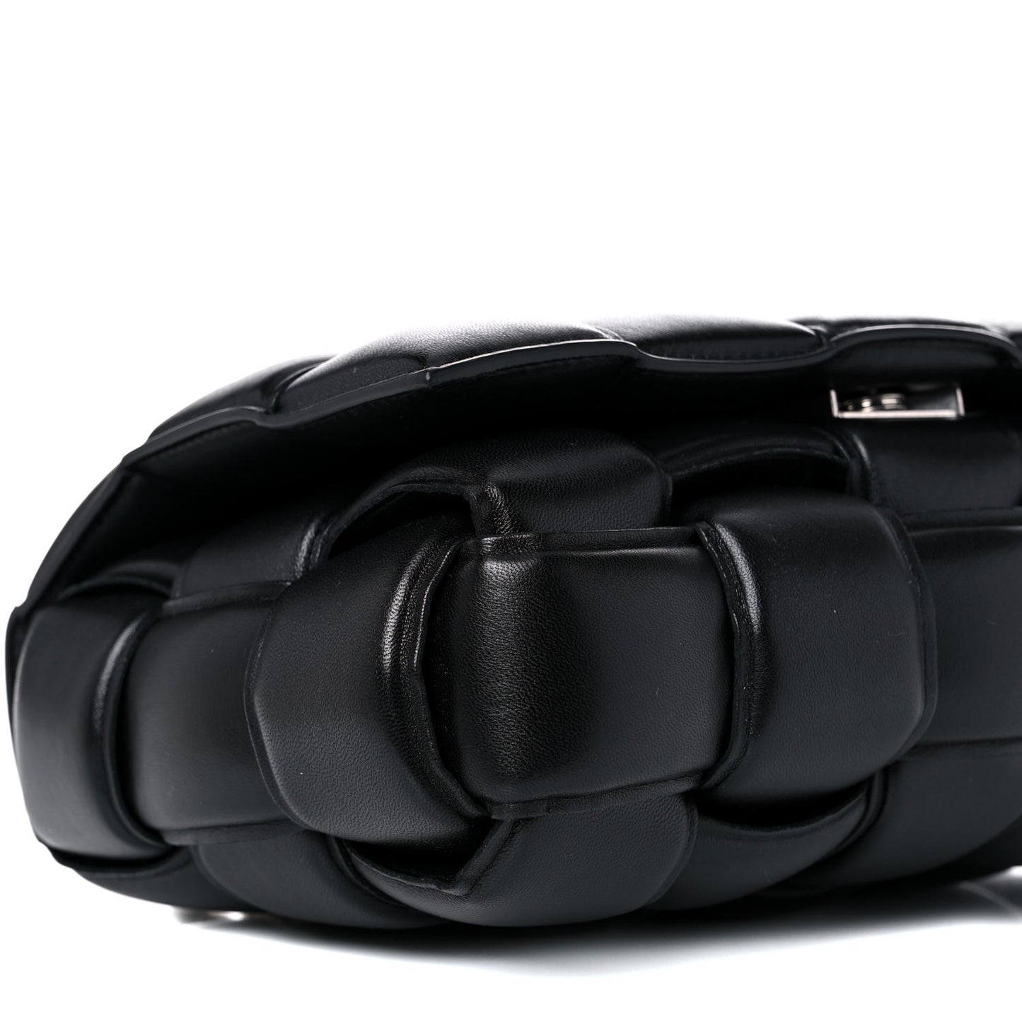 Lambskin Maxi Intreccio Padded Chain Cassette Crossbody Bag Black