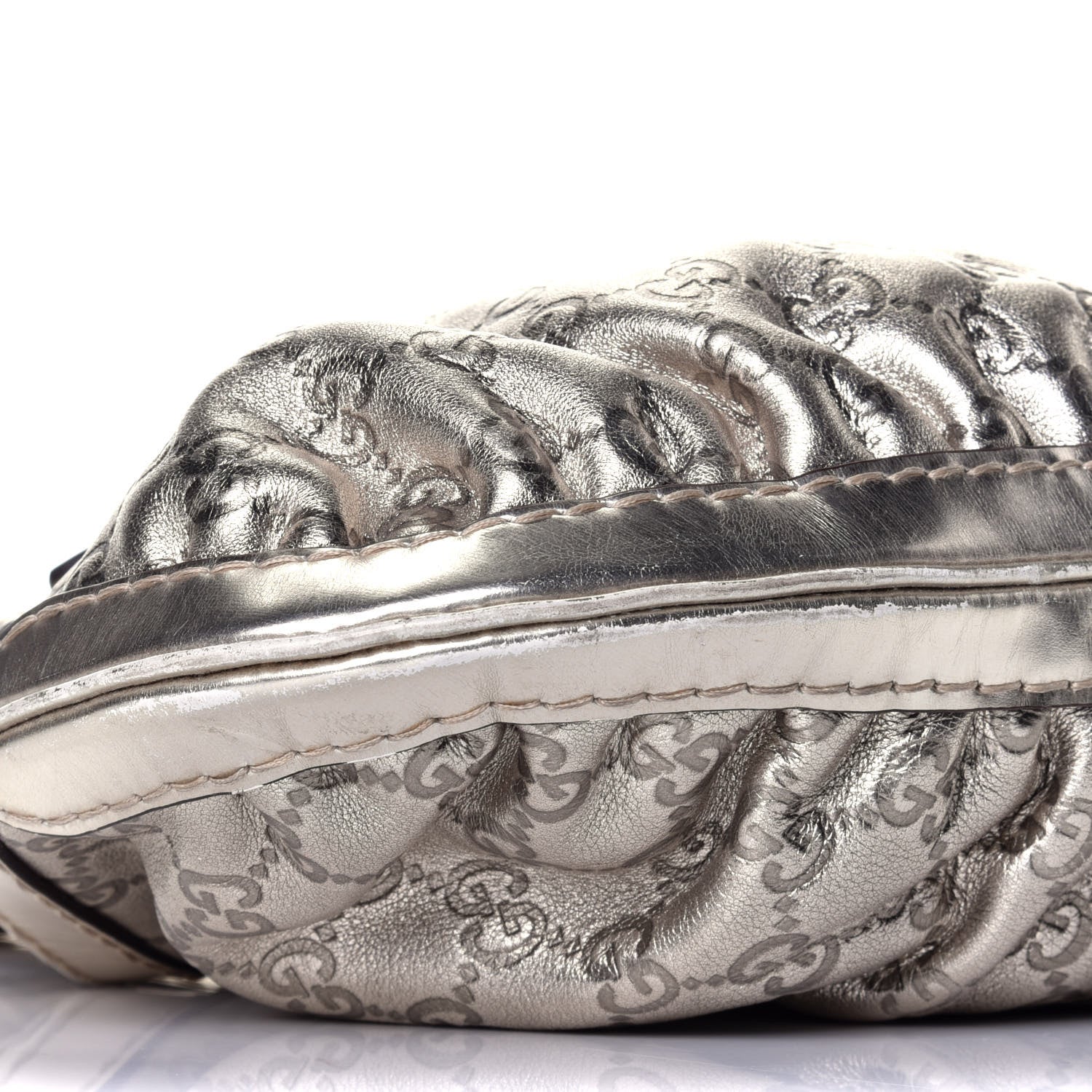 Gucci Metallic Guccissima Queen Bow Hobo Platinum 8 of 9