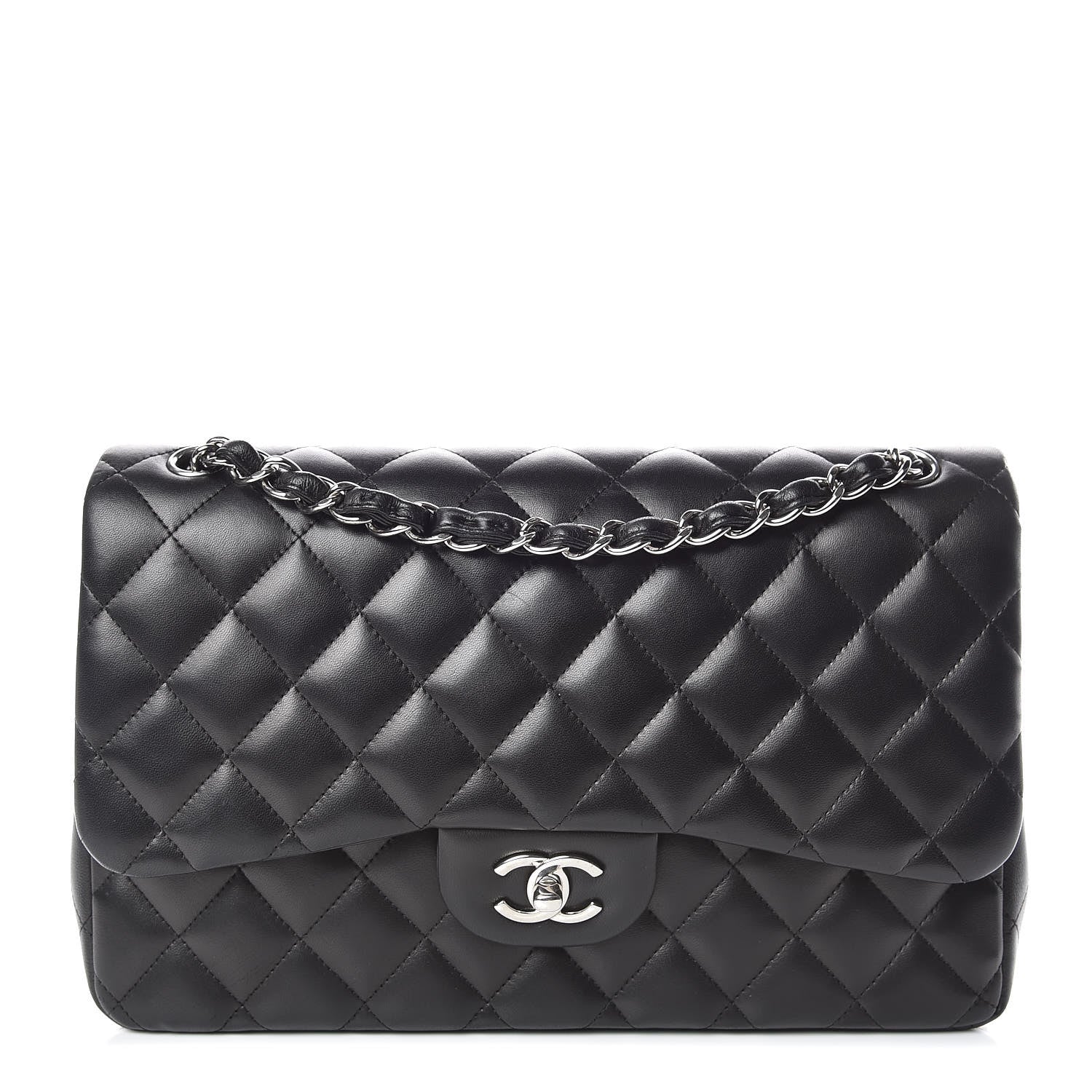 Chanel Lambskin Quilted Jumbo Double Flap Black 1 of 10