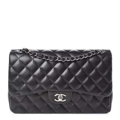Chanel Lambskin Quilted Jumbo Double Flap Black 1 of 10