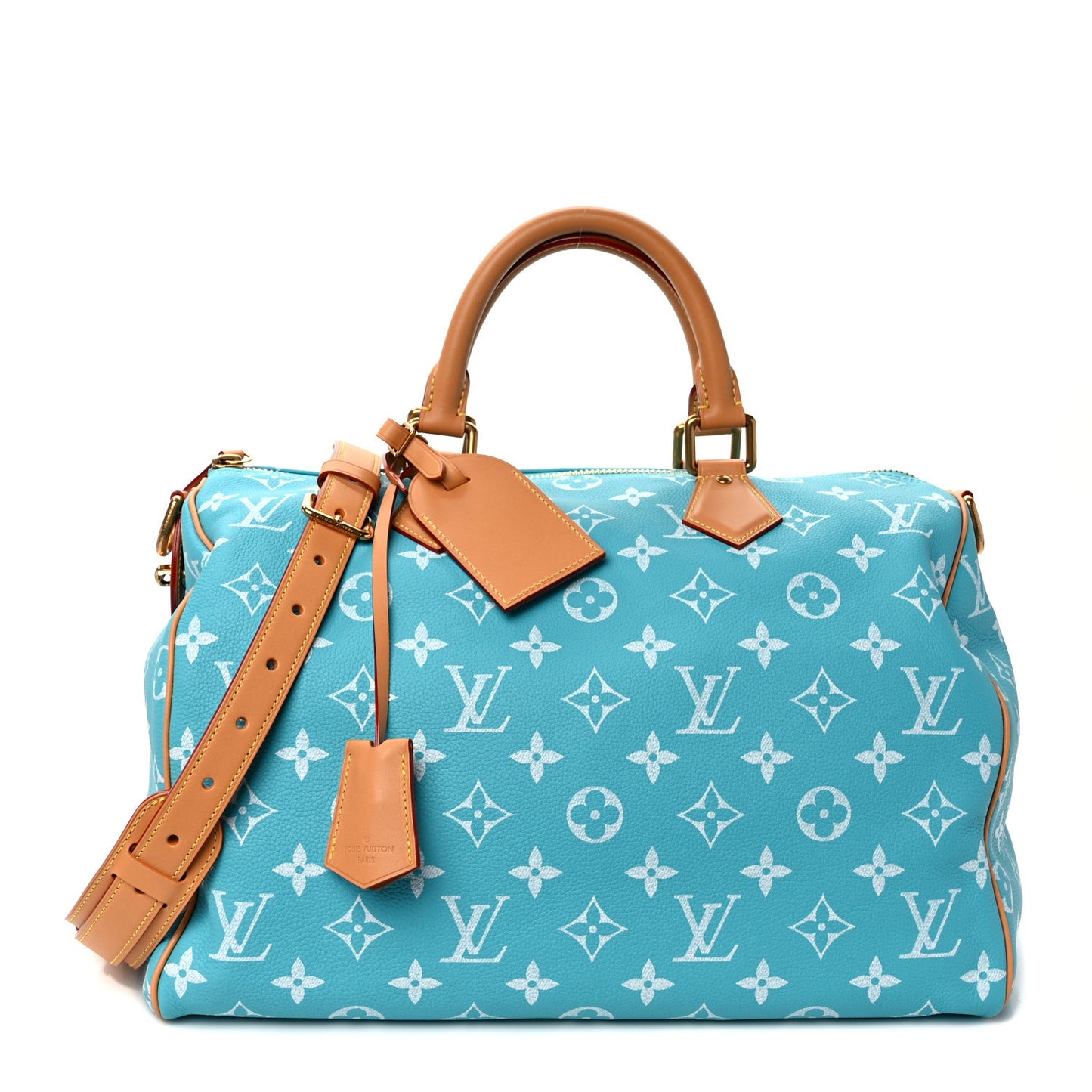 Calfskin Monogram Speedy P9 Bandouliere 40 Turquoise