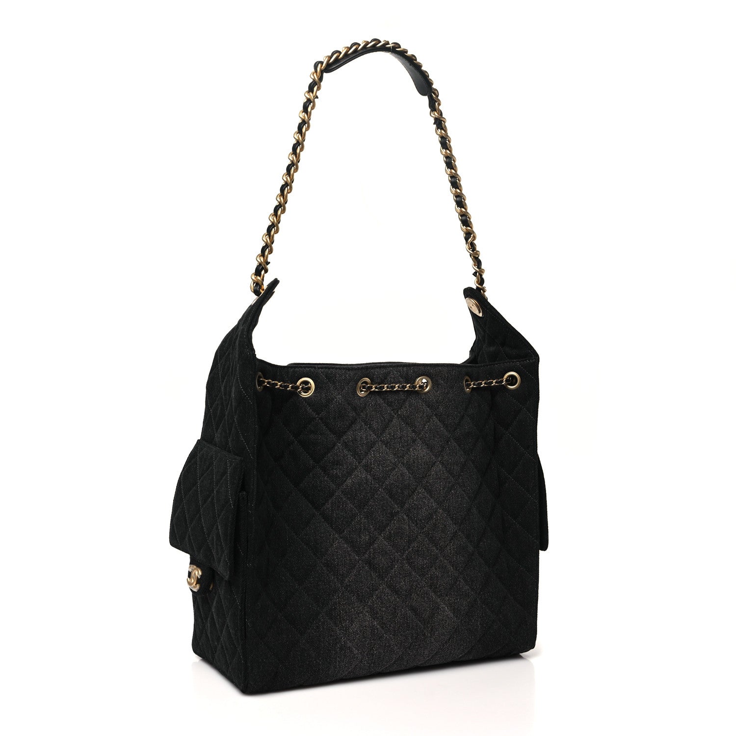 Chanel Washed Denim Quilted Medium Chanel 25 Handbag Black 4 of 12