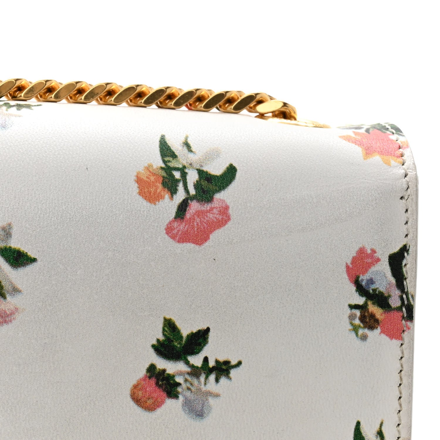 Saint Laurent Calfskin Prairie Flower Printed Small Classic Monogram Kate Satchel White 9 of 9