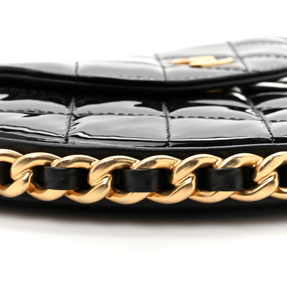Chanel Patent Calfskin Quilted Chain Hoop Bag Black 10 of 10