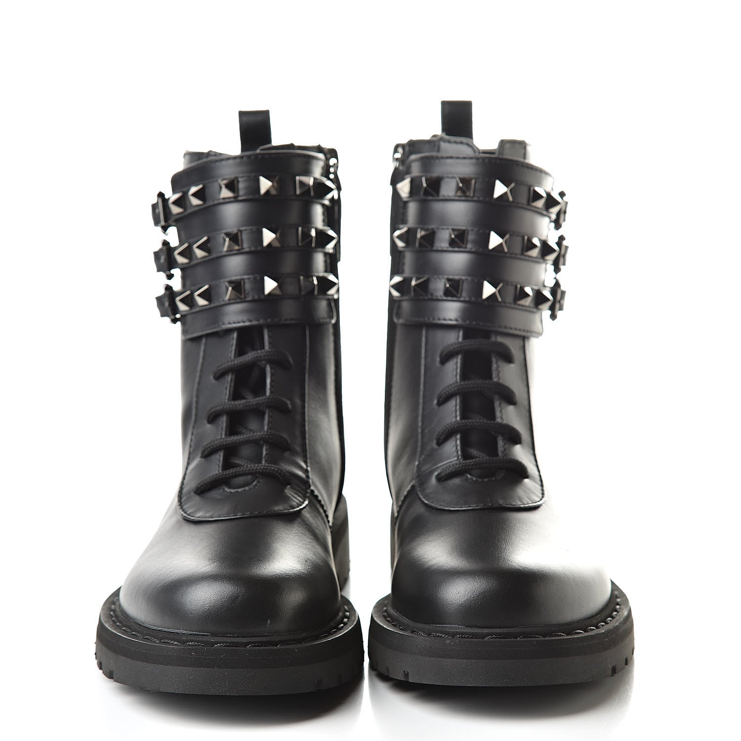 Valentino Garavani Calfskin Rockstud 20mm Combat Boots 35.5 Black 2 of 8