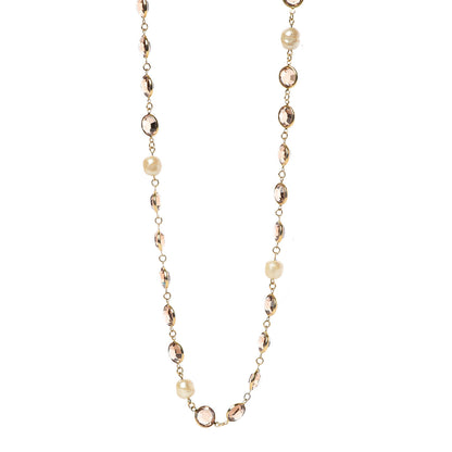 Chanel Crystal Pearl Sautoir Long Necklace Gold 1 of 4