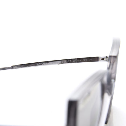 Chanel 18K White Gold Mirror Square Sunglasses 6051 Gray 6 of 8