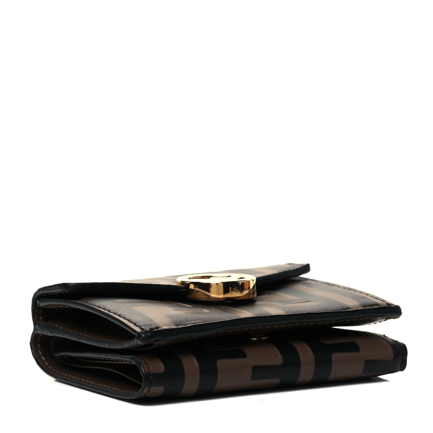 Fendi Vitello Soft F is Fendi Bi-Color FF 1974 Embossed Micro Tri-Fold Envelope Wallet Maya Black 4 of 9