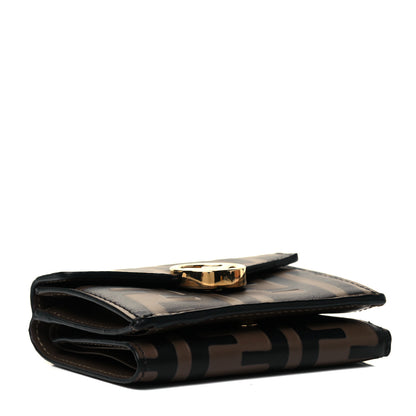 Fendi Vitello Soft F is Fendi Bi-Color FF 1974 Embossed Micro Tri-Fold Envelope Wallet Maya Black 4 of 9