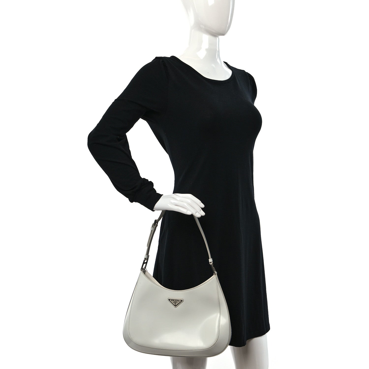 Prada Spazzolato Large Cleo Adjustable Strap Shoulder Bag White 2 of 8