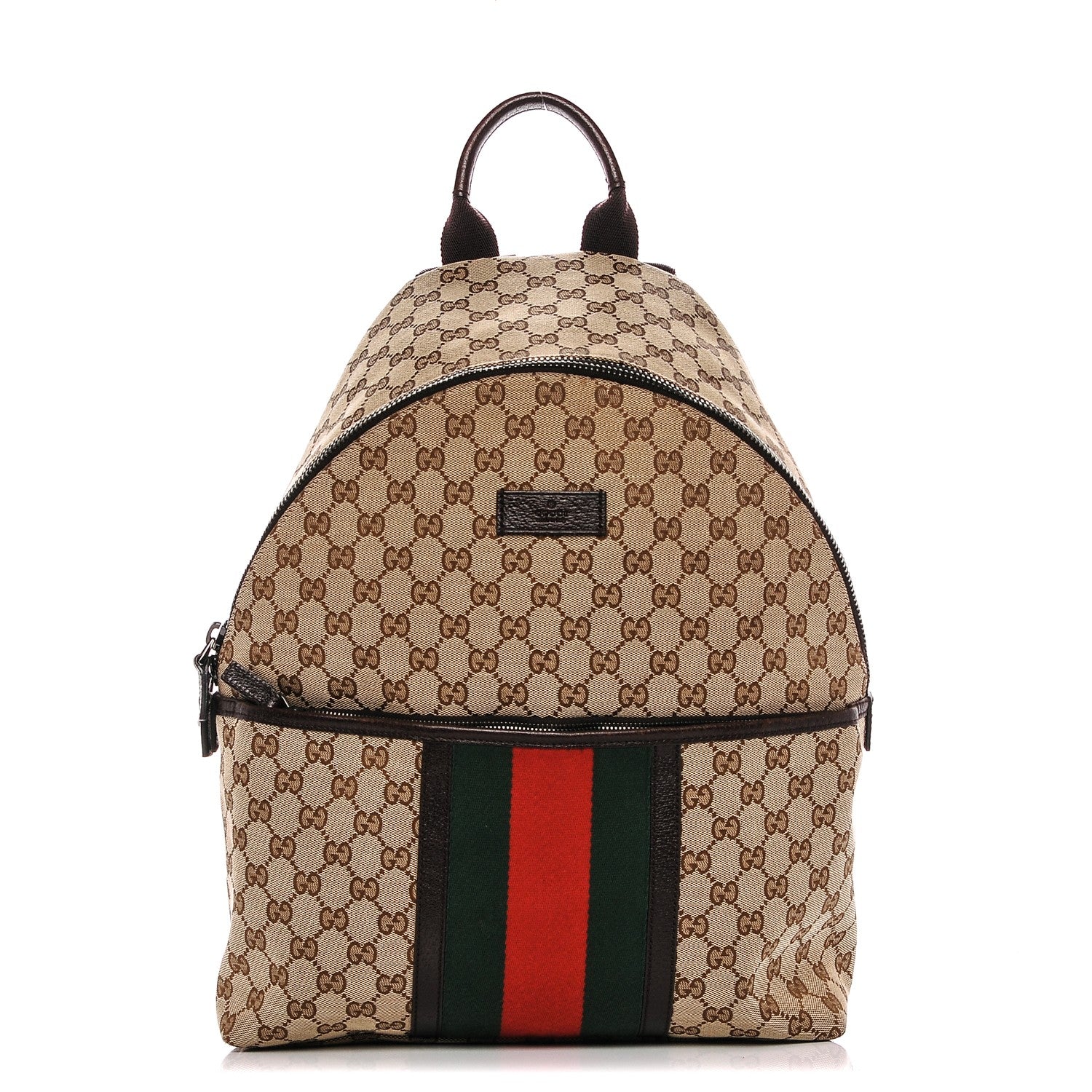 Gucci GG Monogram Web Medium Classic Backpack Brown 1 of 7