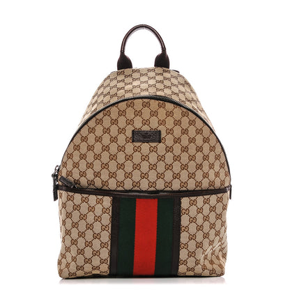Gucci GG Monogram Web Medium Classic Backpack Brown 1 of 7
