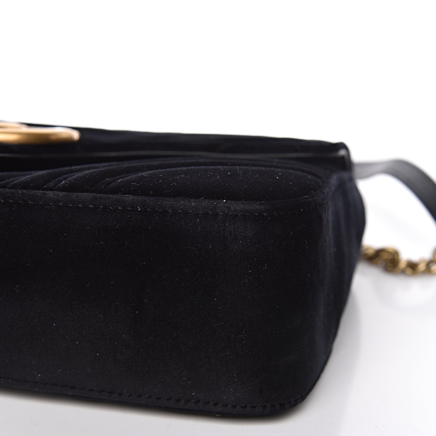 Velvet Matelasse Medium GG Marmont Shoulder Bag Black