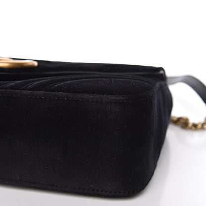 Gucci Velvet Matelasse Medium GG Marmont Shoulder Bag Black 11 of 12