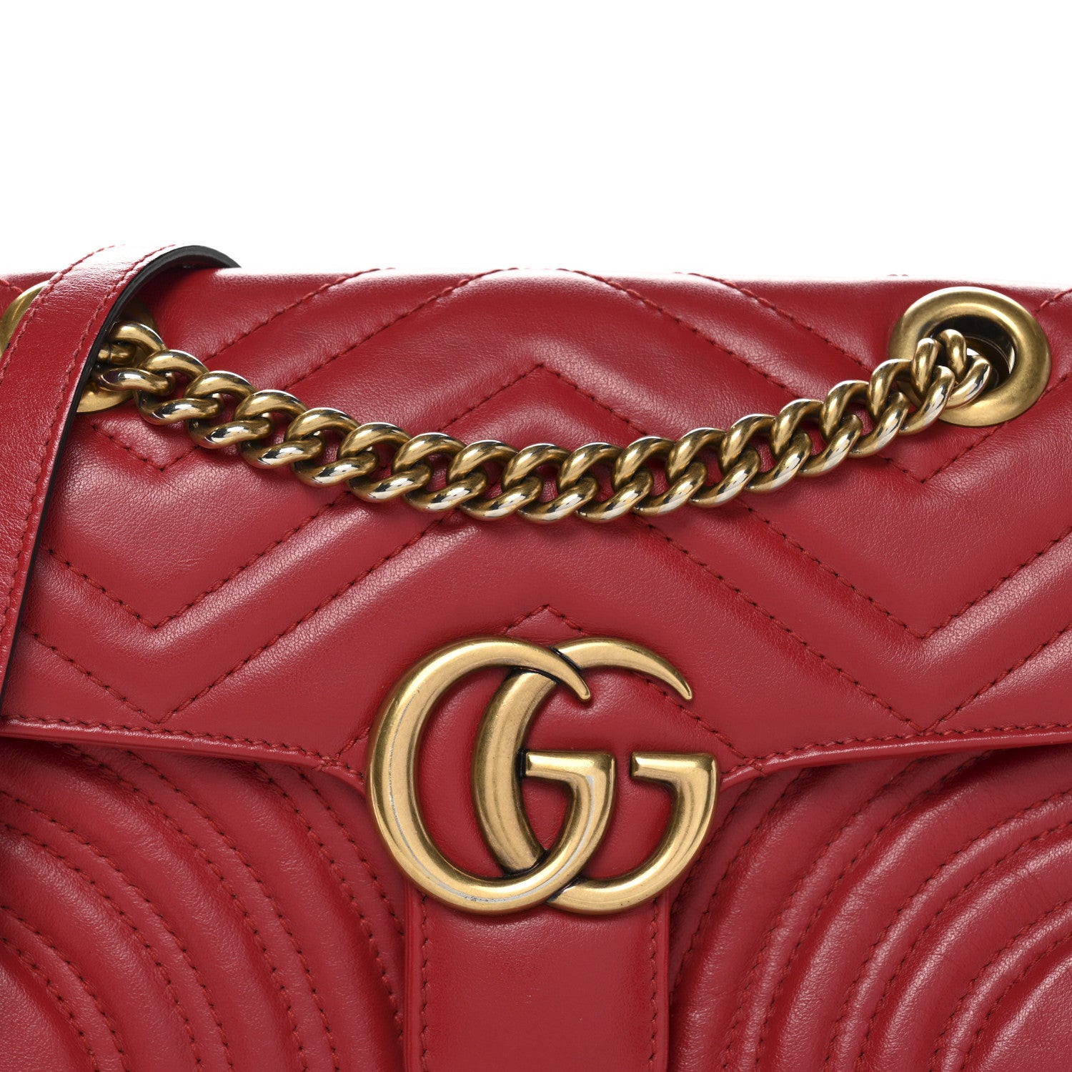 Gucci Calfskin Matelasse Mini GG Marmont Shoulder Bag Hibiscus Red 9 of 11