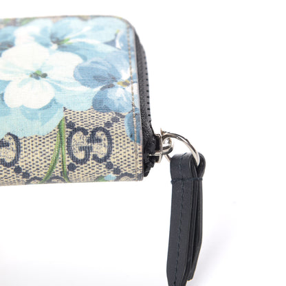 Gucci GG Supreme Monogram Blooms Zip Around Card Case Wallet Beige Blue Navy 9 of 10