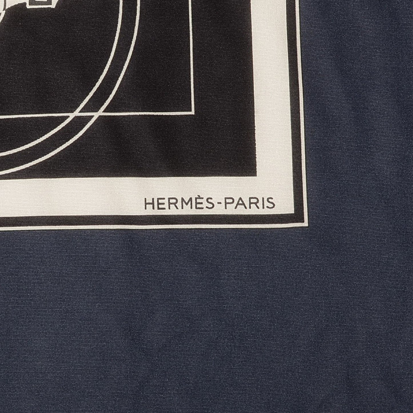 Silk Jersey Ex Libris Scarf 90 Navy Bleu