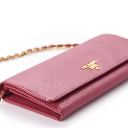 Prada Saffiano Metal Oro Chain Wallet Peonia 6 of 10