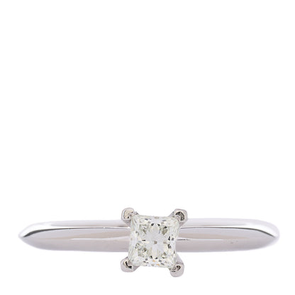 Tiffany Platinum Diamond .29ct Princess Cut Engagement Ring 51 5.75 1 of 6