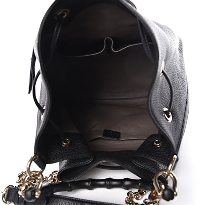 Gucci Pebbled Calfskin Miss Bamboo Bucket Bag Black 5 of 10