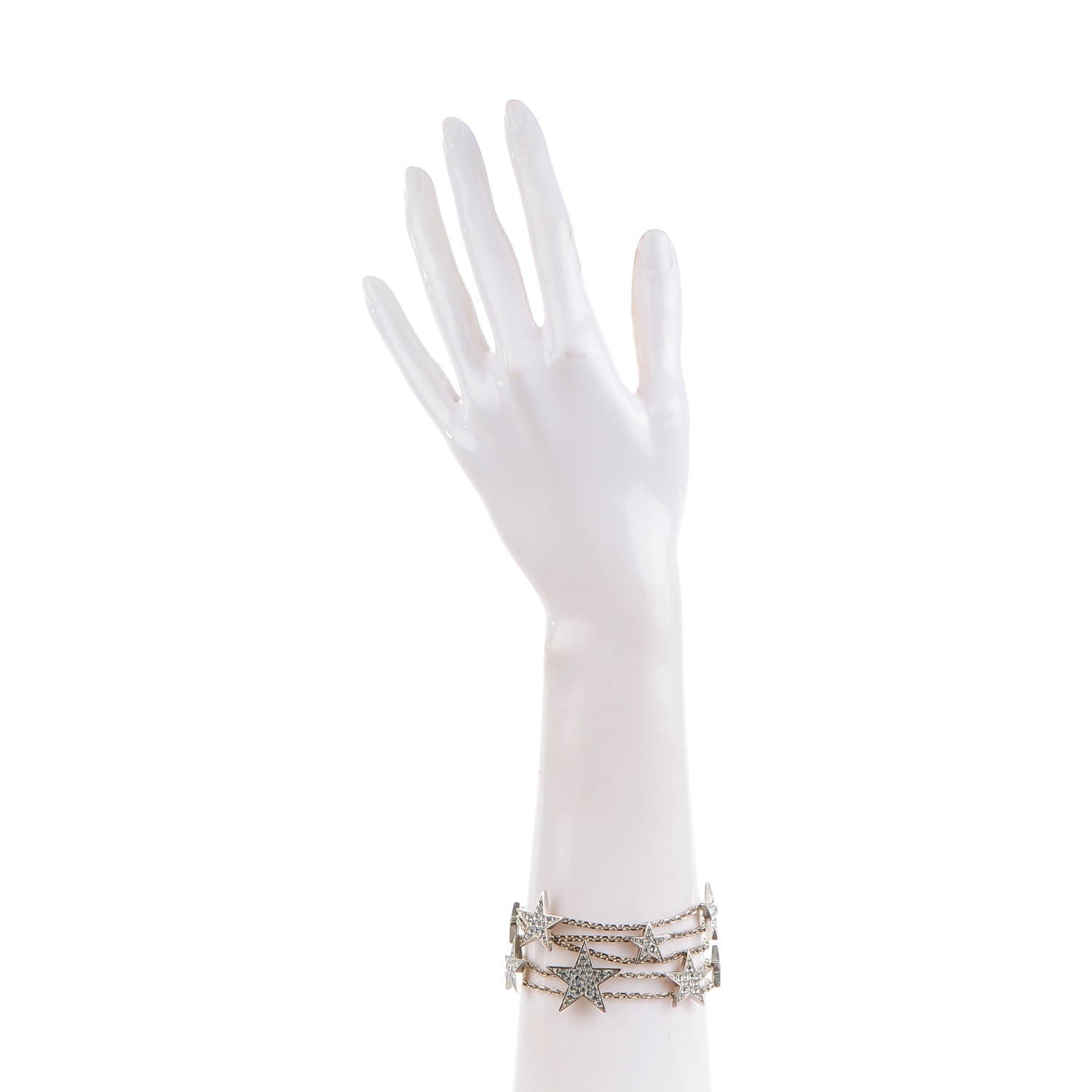 Chanel Crystal Star CC Multi Strand Bracelet Silver 2 of 5