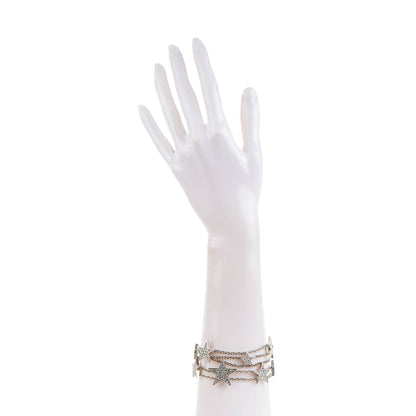 Chanel Crystal Star CC Multi Strand Bracelet Silver 2 of 5