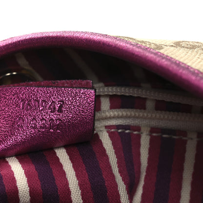 Gucci Metallic Calfskin Monogram Medium New Britt Hobo  Pink 7 of 13