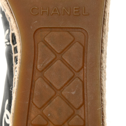 Chanel Lambskin Printed CC Espadrilles 36 Black White 10 of 11